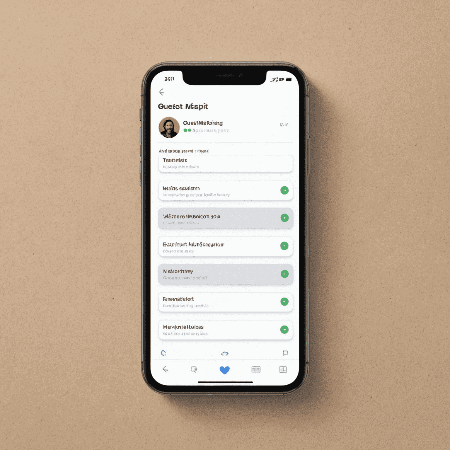A mobile app interface showing guest messaging, automated notifications, and a feedback form